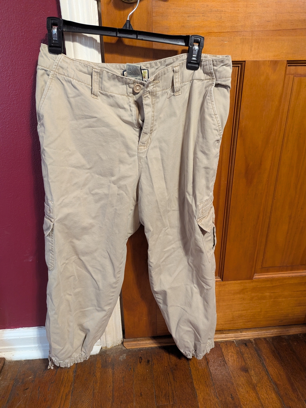 Caribbean Beige Cargo Pants with Elastic Ankles